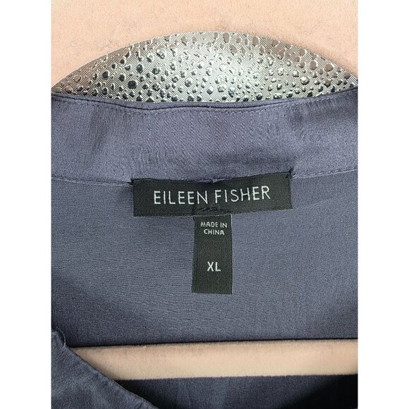 Eileen Fisher Stretch Silk Long Sleeve Button-Front Duster Cardigan XL Periwinkl - Picture 3 of 6